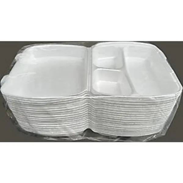 Dağyüce 23/A Tek Kullanımlık Köpük 3 Bölmeli Kapaklı Kase Kutu - 20x24 Cm. - 20 Adetlik 1 Paket