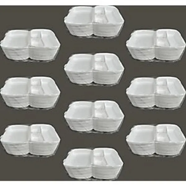 Dağyüce 23/A Tek Kullanımlık Köpük 3 Bölmeli Kapaklı Kase Kutu - 20x24 Cm. - 20 Adetlik 10 Paket