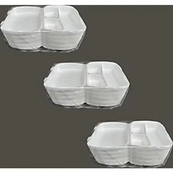 Dağyüce 23/A Tek Kullanımlık Köpük 3 Bölmeli Kapaklı Kase Kutu - 20x24 Cm. - 20 Adetlik 3 Paket