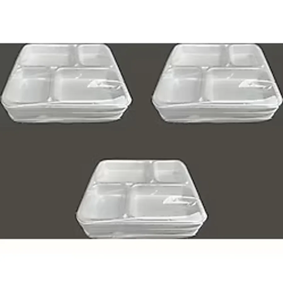 Dağyüce Tek Kullanımlık Köpük 4 Bölmeli Tabldot Köpük Tabak - 26.5x30 Cm. - 10 Adetlik 3 Paket