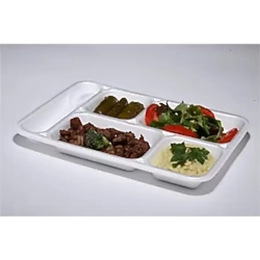 Dağyüce Tek Kullanımlık Köpük 5 Bölmeli Tabldot Köpük Tabak - 26.5x35 Cm. - 10 Adetlik 1 Paket