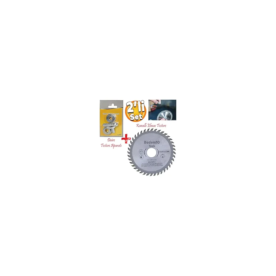 Daire Testere Bıçağı Ağaç Odun Ahşap Sunta Kesme Testeresi 115 mm 40 Diş + Matkap Aparatı