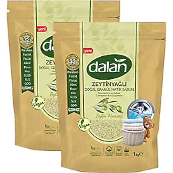 Dalan Granül Bebek Sabun Tozu 1000 gr 2'li Vegan Standart Koku ile Ultra Temizlik Sağlar - 2 kg