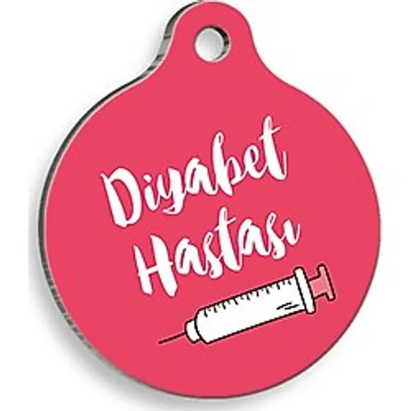Dalis Diyabet Hastası Pembe Yuvarlak Kedi ve Köpek Künyesi 2,5 Cm