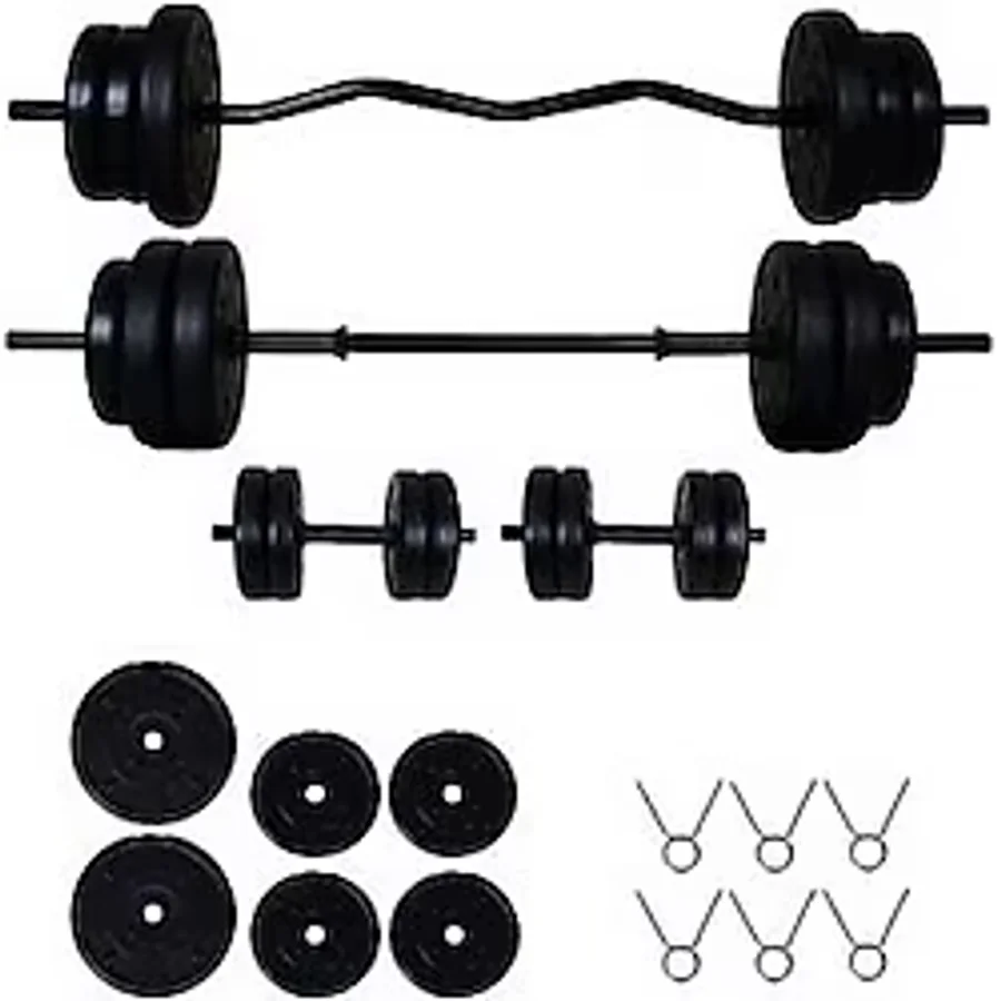 Dambıl 20 kg Z Bar Halter Seti ve Dambıl Seti Siyah Renk Dayanıklı Materyal ile - 28 kg