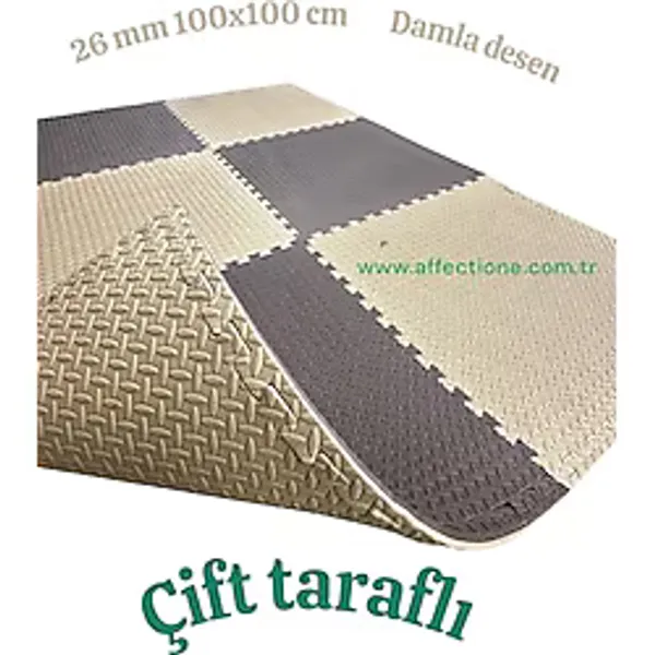 Damla Desen Tatami Minderi 100x100 20mm Çift Taraflı Kullanım Çift Renk (bej-kahverengi)