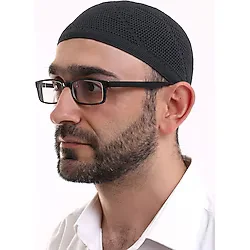 Dantel Pamuklu Triko Makine Örme Takke Siyah