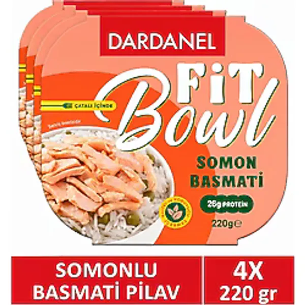 Dardanel Fit Bowl Hazır Yemek Somonlu Basmati Pilav 220 gr x 4 Adet