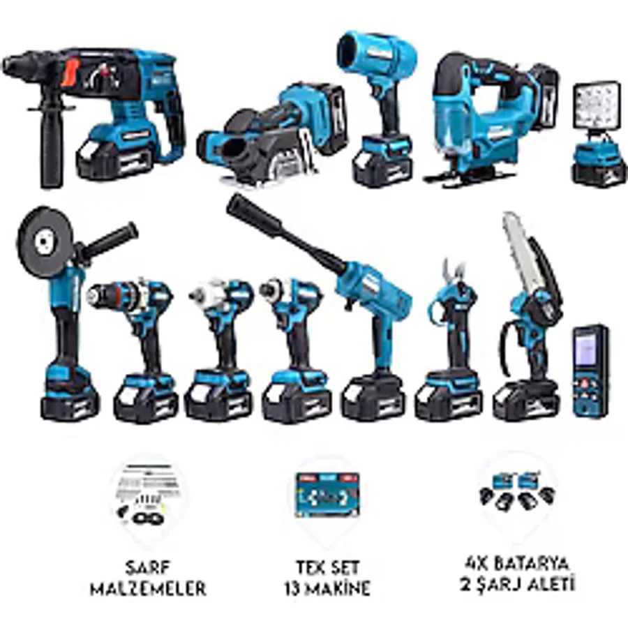 Dawreek 13'Li Set Darbeli Akülü Vidalama 350 Nm Tork Ve 4 Akü İle Ergonomik Taşıma Çantası
