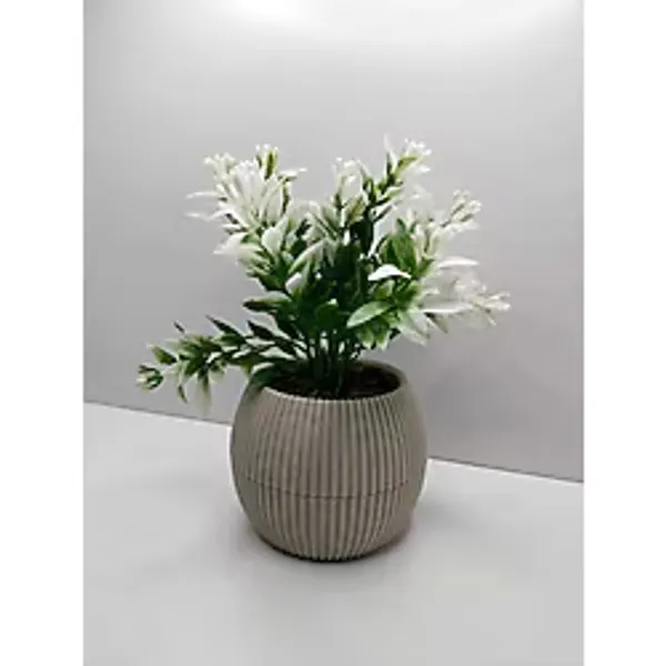 DDTREND Mini Saksıda Yeşil Beyaz Yapay Bitki Garnitür Taş Yosunlu 17 Cm Dekoratif Banyo Mutfak Masa Çiçeği