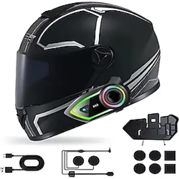 DEANB A-60 Ip67 Su Geçirmez Renkli Rgb Hd Stereo Ses 5.3 Bluetooth Interkom Kask Kulaklığı