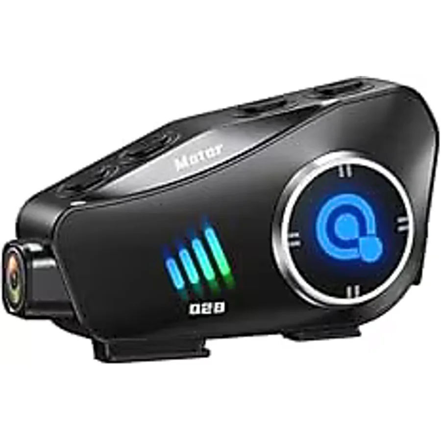 Deanb Q-28 Su Geçirmez Wireless 30FPS HD Yatay/Dikey 19201080P Kamera Motosiklet İnterkom Motor Kask Kulaklık - Mat Siyah
