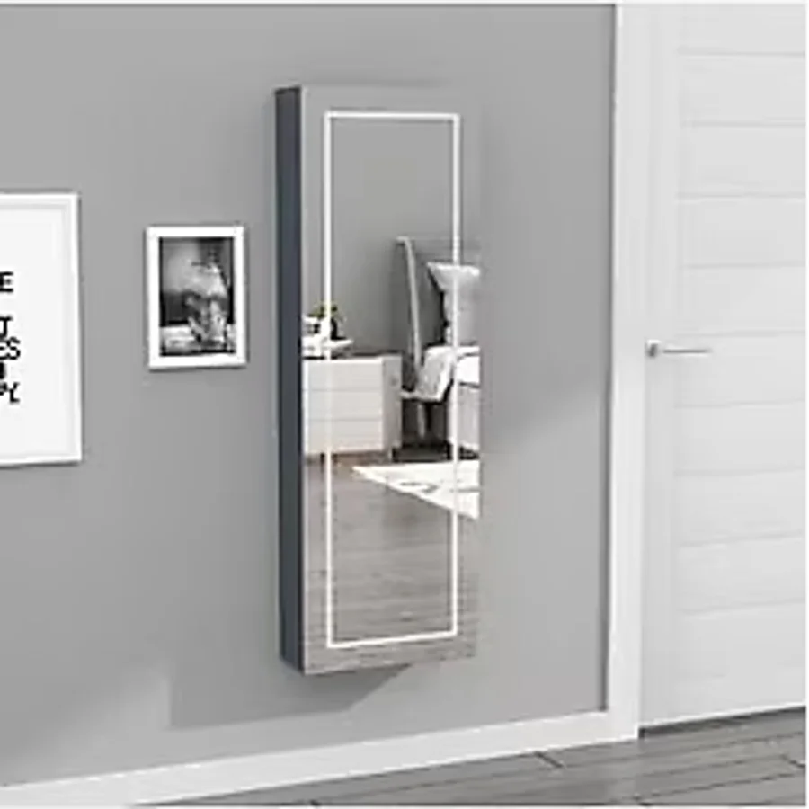 DECOBOX Paris Led Aydınlatmalı Boy Aynalı Takı Dolabı Beyaz Işık