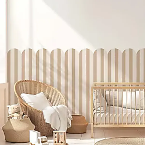 DECOMALL (PP-45) Kemerli Çizgili Yarım Duvar Sticker - Bebek & Çocuk Odası Kendinden Yapışkanlı Duvar Dekoru