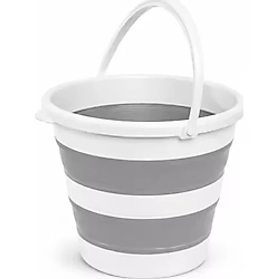 Deconox 13 Litre Katlanabilir Akordiyon Temizlik Kovası - 32 cm Çap x 33 cm Yükseklik - Yer Kaplamayan Pratik Silikon Su Kovası (Koyu Gri - Pembe) (GRİ)