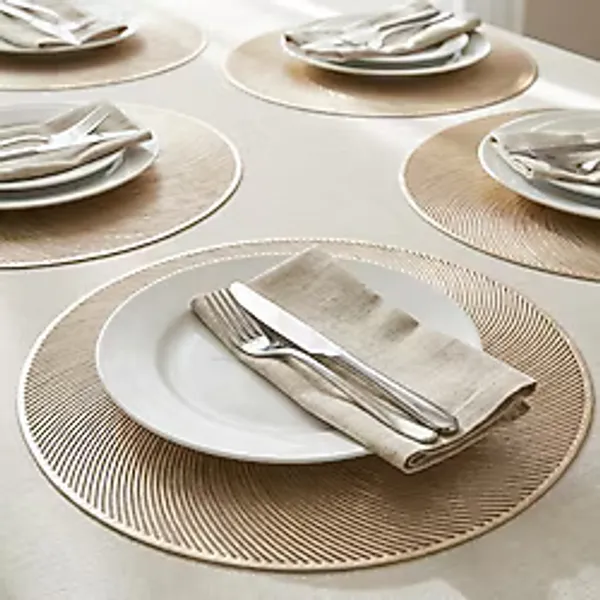 Deconox 6'lı Set Latte Desenli Plastik Amerikan Servisi, 38 cm - Yıkanabilir ve Silinebilir Yuvarlak Supla, Masa Servis Altlığı Takımı - 0,60 x 19 x 29 cm - 51R-Turuncu