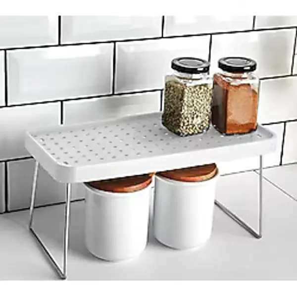 Deconox Dolap içi Düzenleyici Katlanır Dekoratif Büyük Raf, Tabak, Bardak Rafı, Mutfak Düzenleme Rafı (Beyaz) (29cmx21,5cmx2cm) (KÜÇÜK)