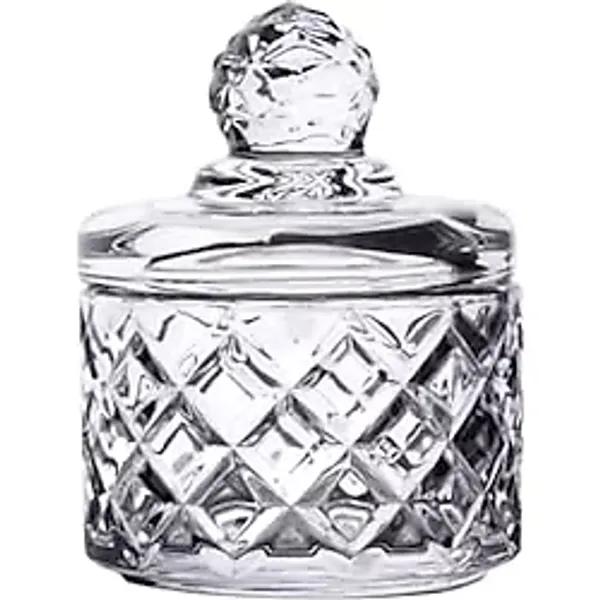 Deconox Lüx Kristal Mini Cam Şekerlik & Cam Lokumluk, Kesme Cam Lüx Şekerlik 7.5cmx9.2cm - 06641