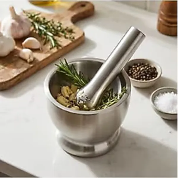 Deconox Paslanmaz Çelik Havan Küçük Boy, Tokmaklı Baharat Ezici ve Öğütücü, Sarımsak Tuz Karabiber Ot Sos Hazırlama, 10 cm Yükseklik, 10 cm Ağız