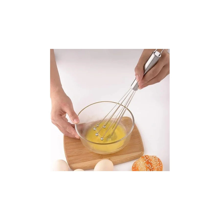 Deconox Paslanmaz Çelik Top Uçlu Çubuk Çırpıcı (31 cm) Profesyonel Ball Whisk Hızlı ve Kolay Karıştırma Yumurta, Sos ve Hamurlar İçin İdeal