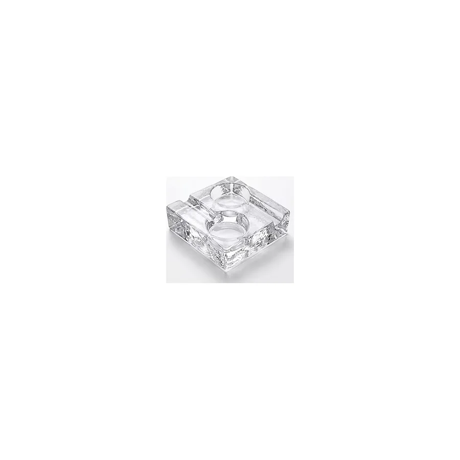 Deconox Patron Model El Yapımı Cam Puro Küllüğü - Dökme Cam Şeffaf Kare Puro Tablası ve Kül Haznesi (14x14x4 cm)