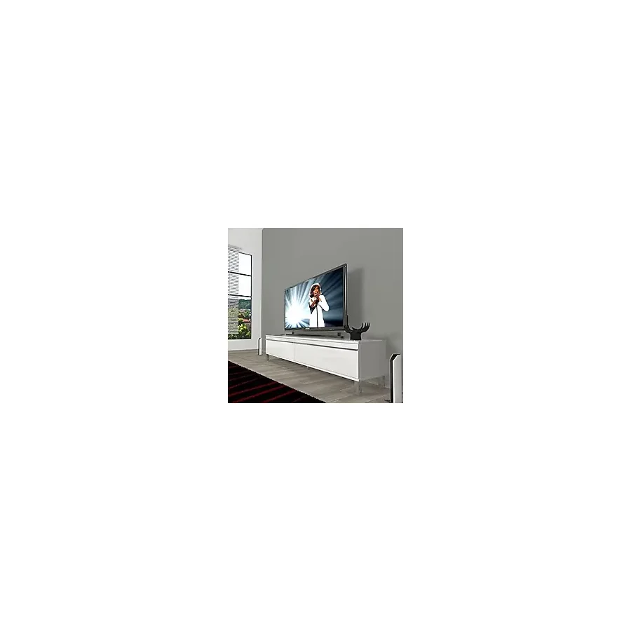 Decoraktiv Eko 140t Mdf Krom Ayaklı Tv Ünitesi Tv Sehpası - Parlak Beyaz