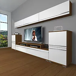 Decoraktiv Ekoflex 9 Mdf Tv Ünitesi Tv Sehpası Beyaz - Ceviz