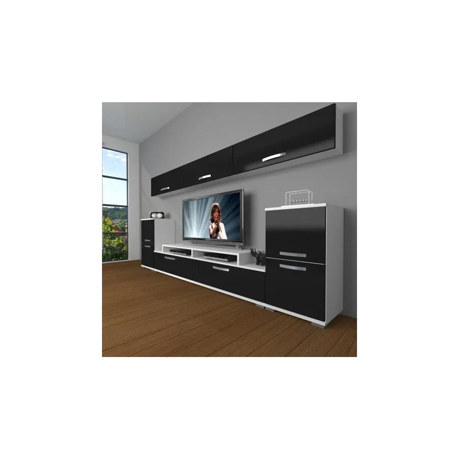 Decoraktiv Ekoflex 9 Slm Tv Ünitesi Tv Sehpası - Beyaz - Siyah