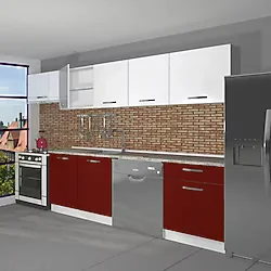Decoraktiv Elite 280 Mdf Hazır Mutfak Dolabı - Tezgah Dahil - Bordo - Beyaz
