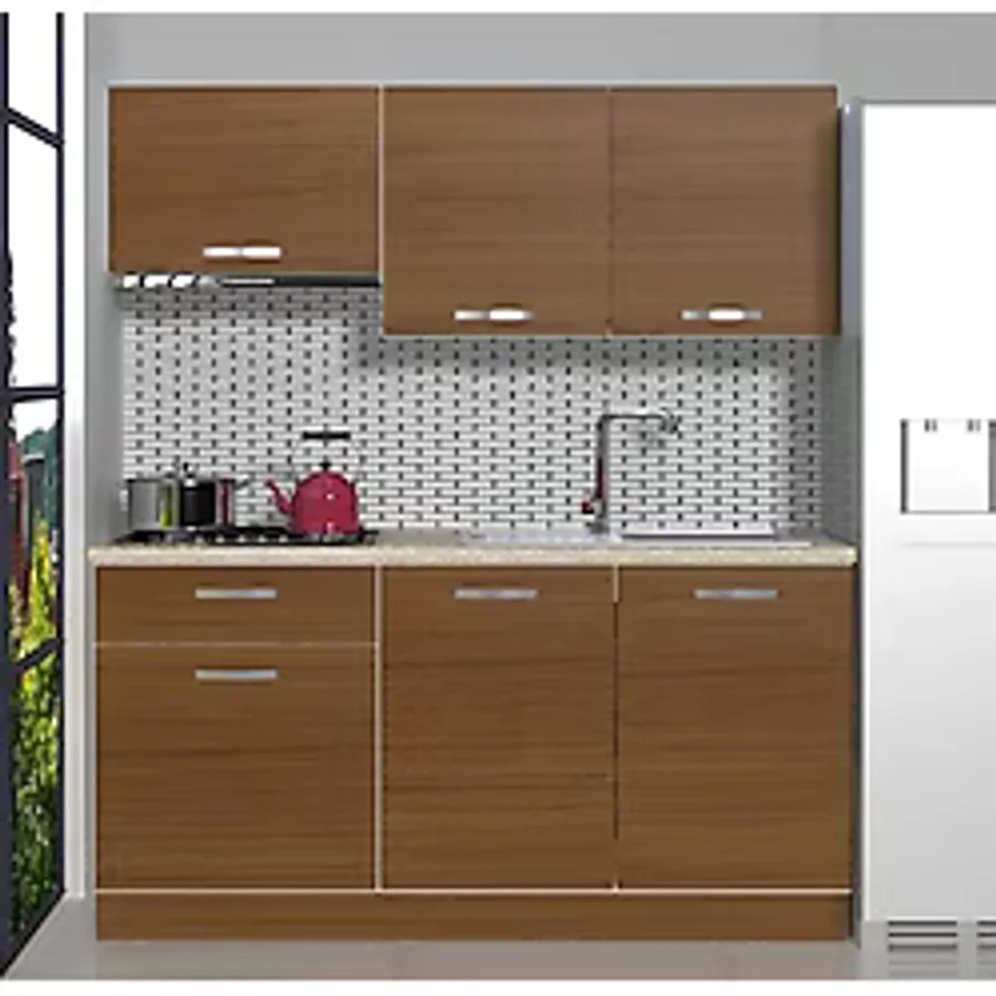 Decoraktiv Naturel 160 Hazır Mutfak Dolabı - Tezgah Dahil - Naturel Ceviz