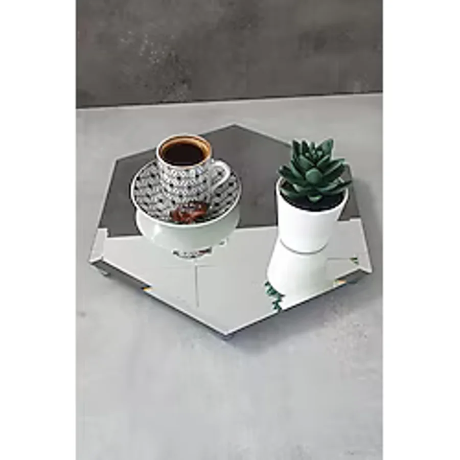 Decorita Altıgen Ayna Söz-Nişan Sunum Tepsisi