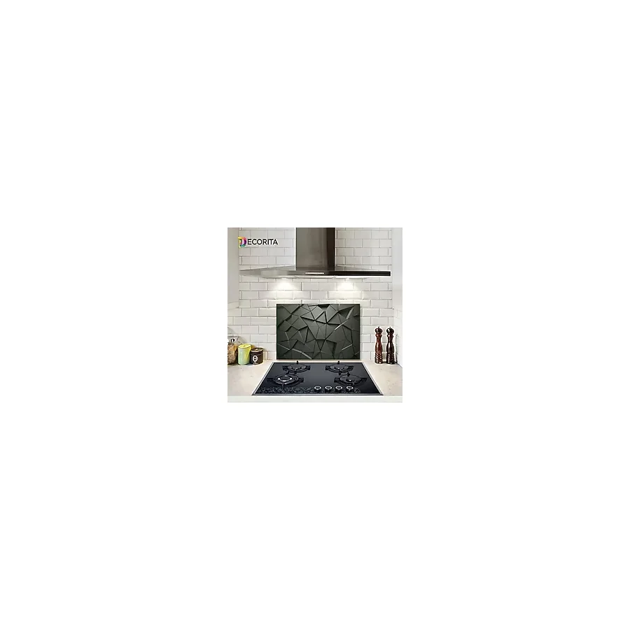 Decorıta Antrasit Kristal Cam Ocak Arkası Koruyucu