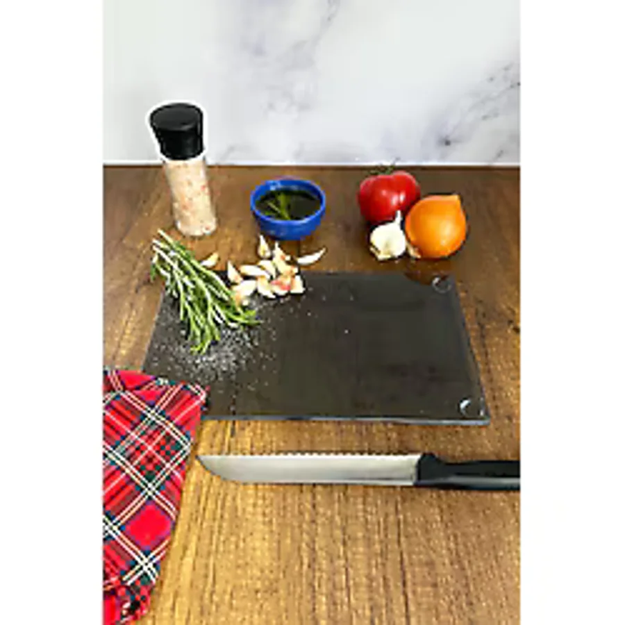 Decorita Cam Kesme Tahtası - Cam Kesme Tablası Füme Cam 17cm x 29cm
