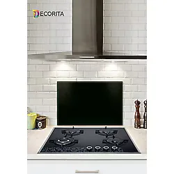 Decorita Cam Ocak Arkası Koruyucu Düz Renk - Siyah 40cm X 60cm