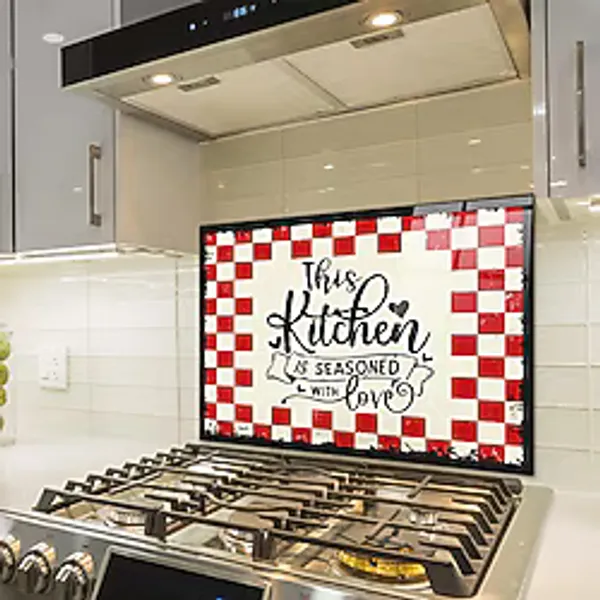 Decorita Cam Ocak Arkası Koruyucu Kitchen Love - 49,5 x 76 cm