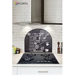 Decorita Cam Ocak Arkası Koruyucu Oval Şekilli Aşkın Tarifi 52cm X 60cm