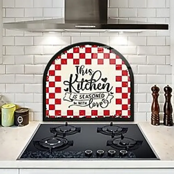 Decorita Cam Ocak Arkası Koruyucu Oval Şekilli Kitchen Love 52cm x 60cm