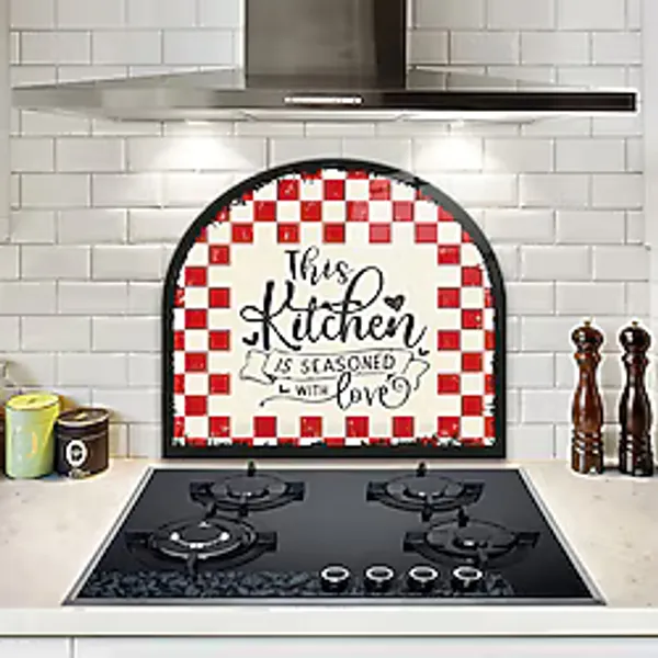 Decorita Cam Ocak Arkası Koruyucu Oval Şekilli Kitchen Love