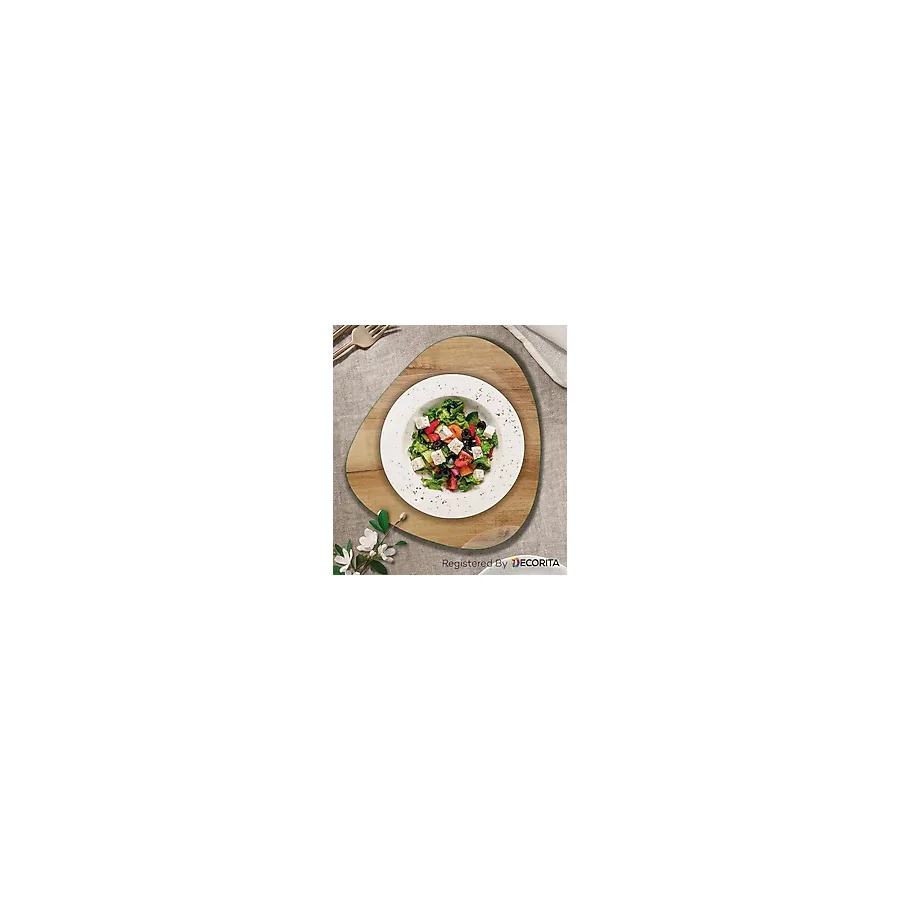 Decorita Cam Tabak Kahvaltı Tabağı Cam Supla 2'li Takım Doğal Ahşap 32cm X 35cm