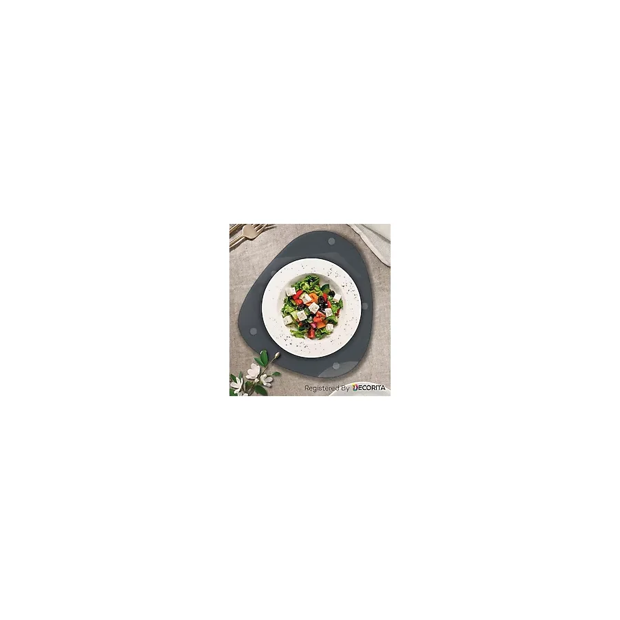 Decorita Cam Tabak Kahvaltı Tabağı Cam Supla 2'li Takım Füme Cam 32cm x 35cm