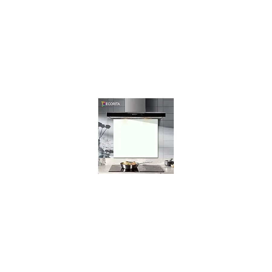Decorita Düz Renk - Beyaz Cam Ocak Arkası Koruyucu 52cm x 60cm