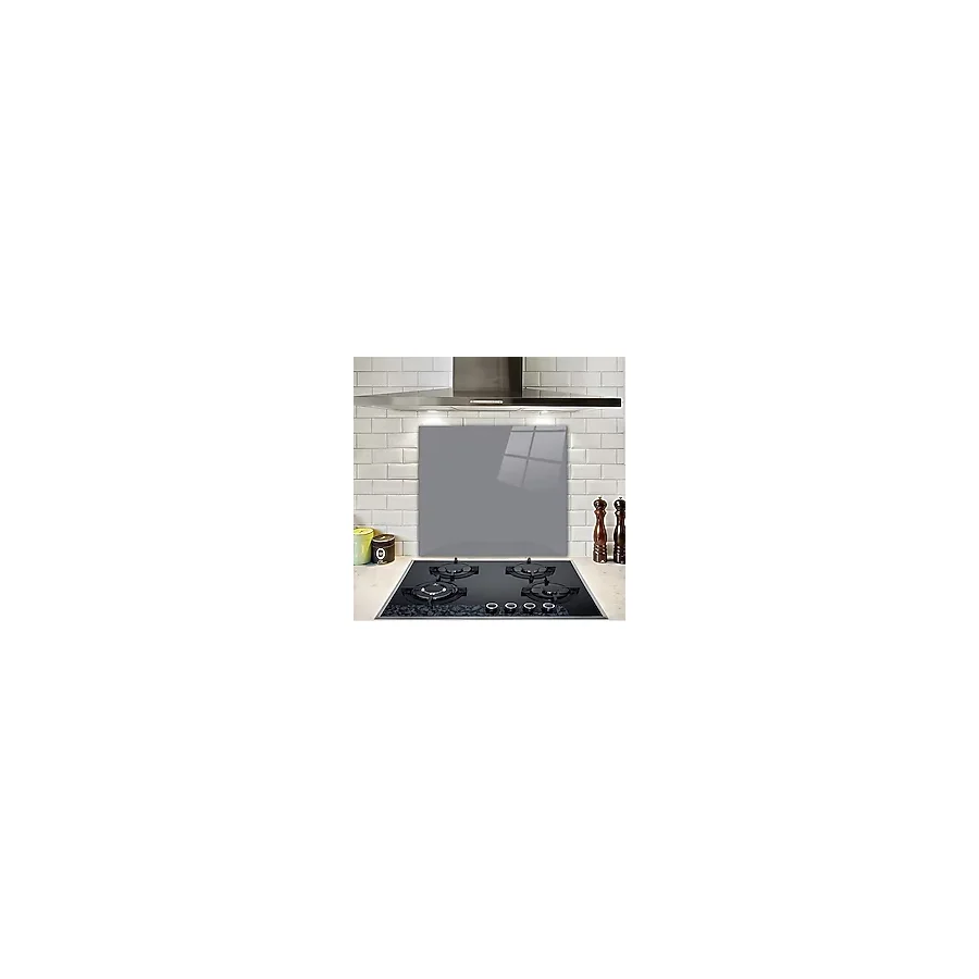 Decorita Düz Renk - Gri Cam Ocak Arkası Koruyucu 52cm x 60cm