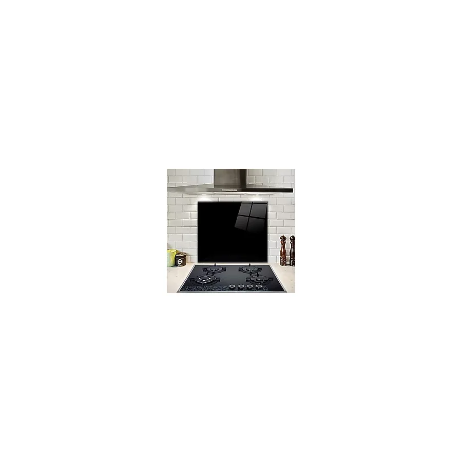 Decorita Düz Renk - Siyah Cam Ocak Arkası Koruyucu 52cm x 60cm