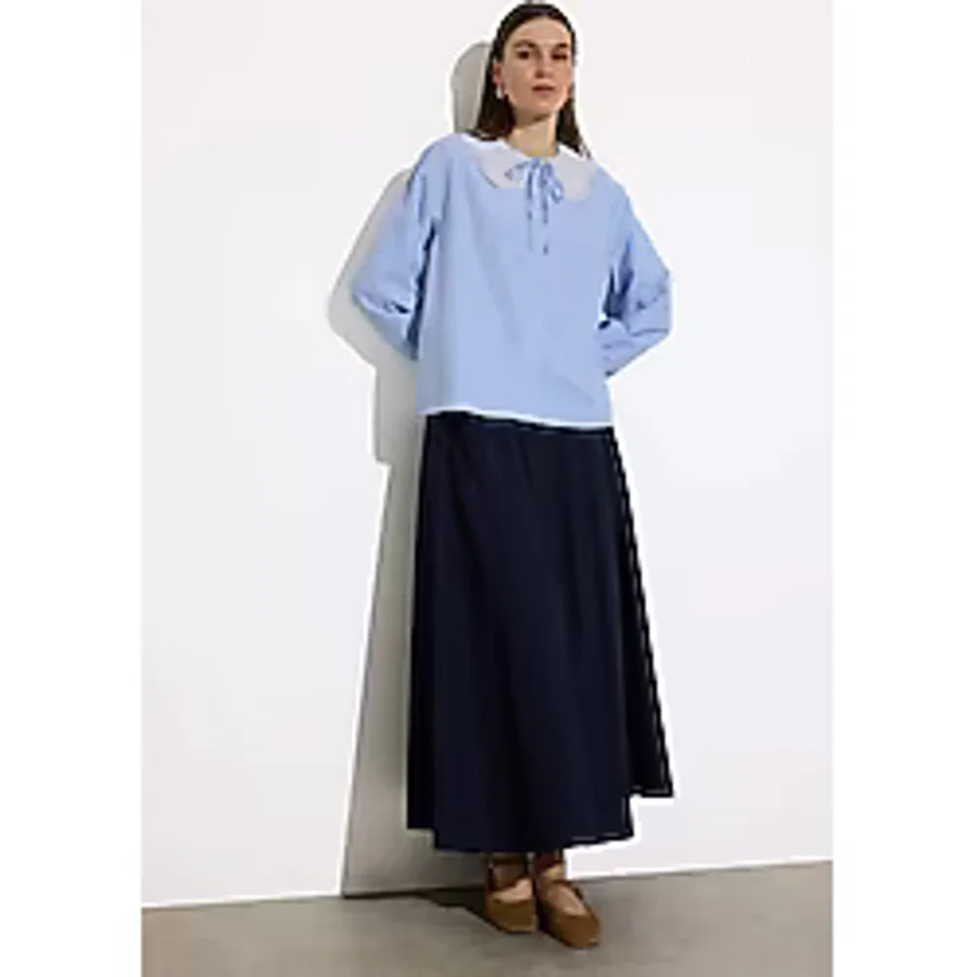 DeFacto A Kesim Basic Düz Poplin Maxi Tesettür Etek E4369AX25SPNV28