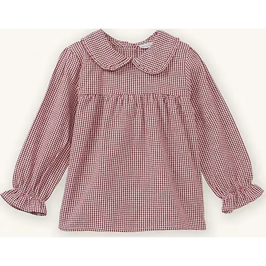 Defacto Bebe Yaka Pötikareli Poplin Uzun Kollu Gömlek Kız Bebek G8135a526spbr229 Bordo-br229