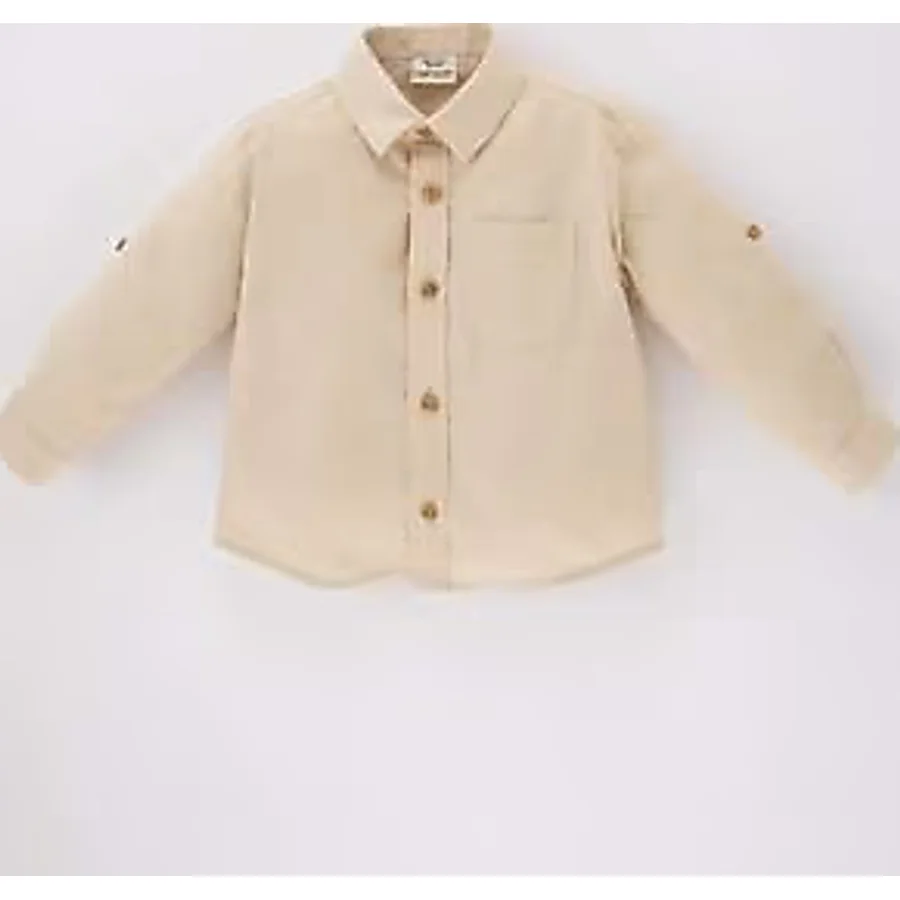 DeFacto Erkek Bebek Erkek Bebek Poplin Uzun Kollu Gömlek, Bej, 24-36 M