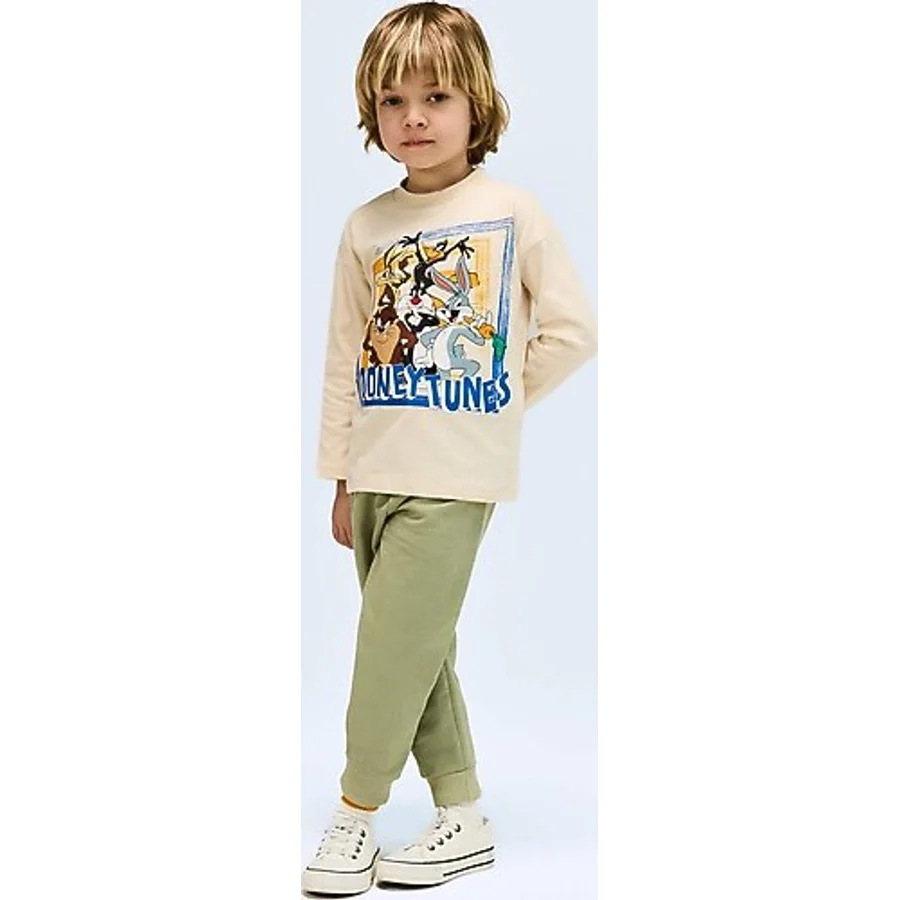 DeFacto Erkek Bebek Looney Tunes Bisiklet Yaka Uzun Kollu Tişört E4708A525SP