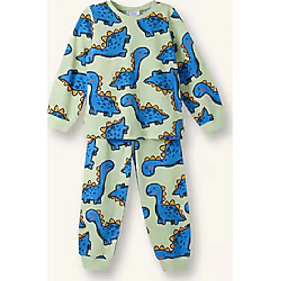 Defacto Erkek Bebek Pijama Takımı Dinozor Desenli Uzun Kollu Üst Uzun Alt G7131a526spgn158 Yeşil-gn158