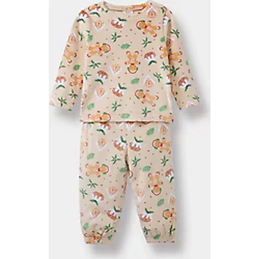 Defacto Erkek Bebek Pijama Takımı Yılbaşı Temalı Uzun Kollu Velur Üst Uzun Alt F5561a525wnbg358 Bej-bg358