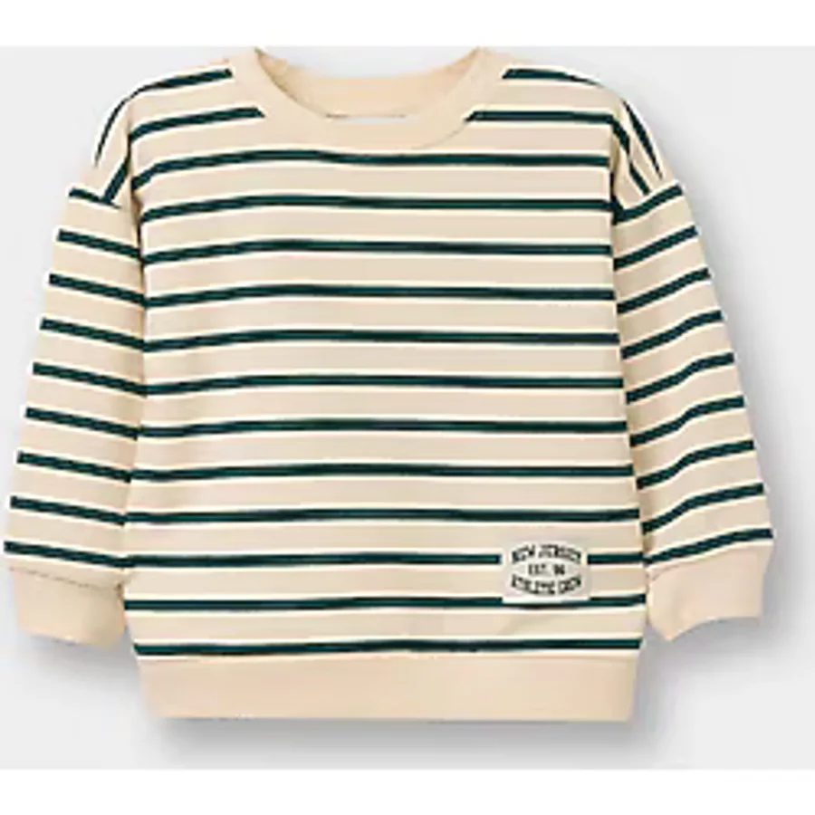 Defacto Erkek Bebek Regular Fit Bisiklet Yaka Çizgili Sweatshirt Kumaşı Sweatshirt E0280a526spbg319 Bej-bg319